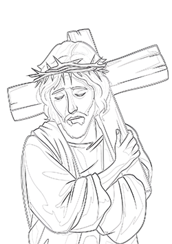 Jesús con la cruz para adultos