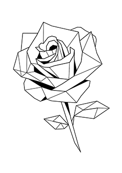 geometric rose for youth to coloring