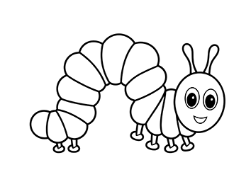 a worm coloring page for kids