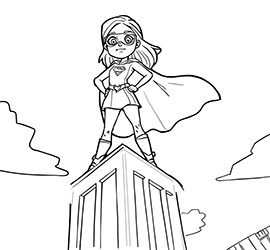 superhero above the city