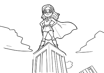 superhero above the city