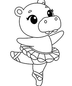 dancing hippopotamus coloring page for kids