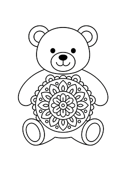 mandala oso para niños para colorear