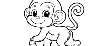 monkey coloring page for kids