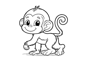 monkey coloring page for kids