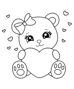 loving bear coloring page for kids