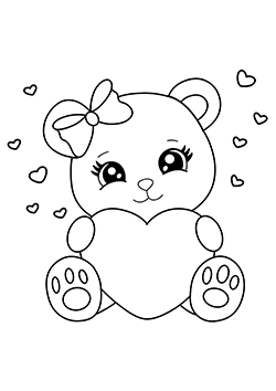 loving bear coloring page for kids