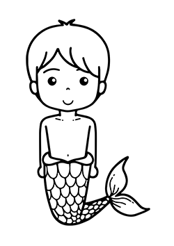 mermaid boy for little kids to coloring