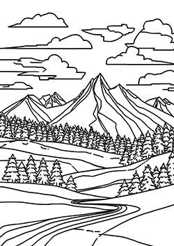 paisaje para colorear para jovenes
