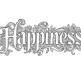 coloring words. Happiness
