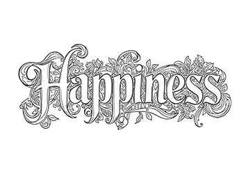 coloring words. Happiness