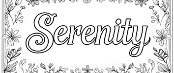 coloring words. Serenity