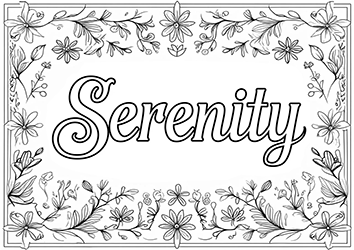 coloring words. Serenity